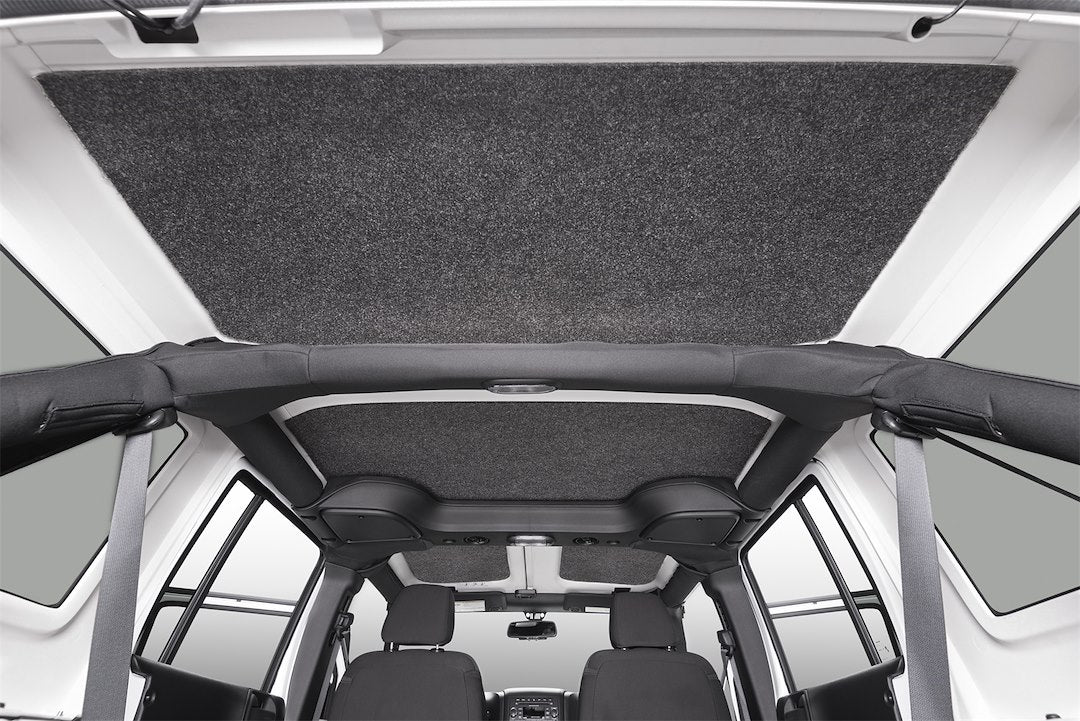 Bedrug - Jeep Headliner | 2018 - 2023 Jeep Wrangler 2 Door, Custom Cut, Grey - 4 Pc. | Hljl182Drk