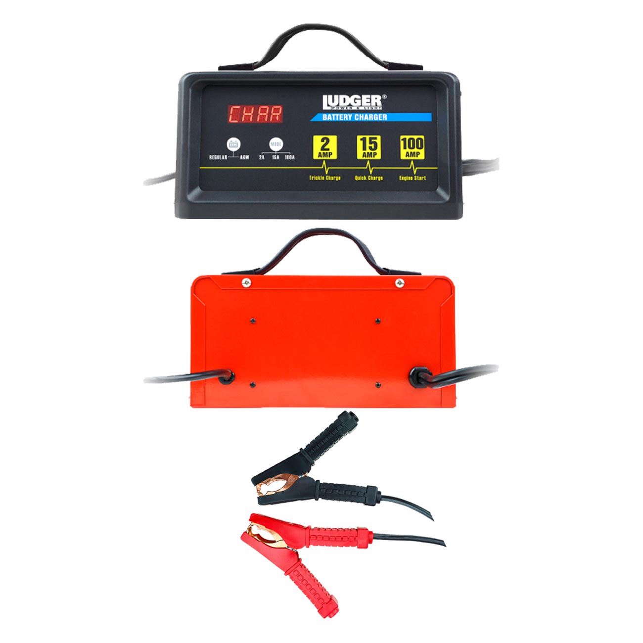 Ludger Batery Charger - 3 Modes: 12-Volt/2A 12-Volt/15A and 12-Volt/100A Engine