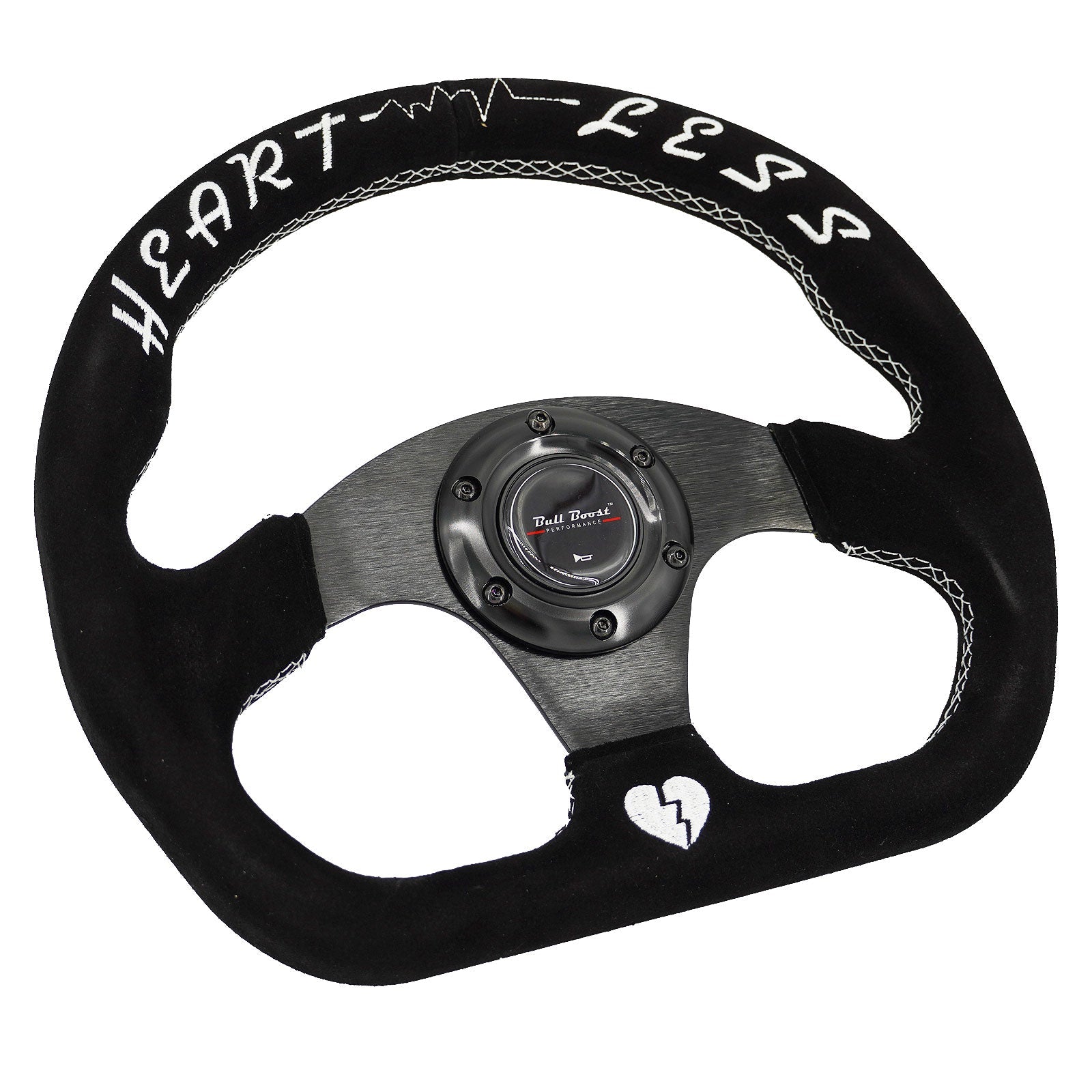 Heartbreak Lightweight Flat Racing Billet 6-Bolt Steering Wheel Black Alcantara Quadro