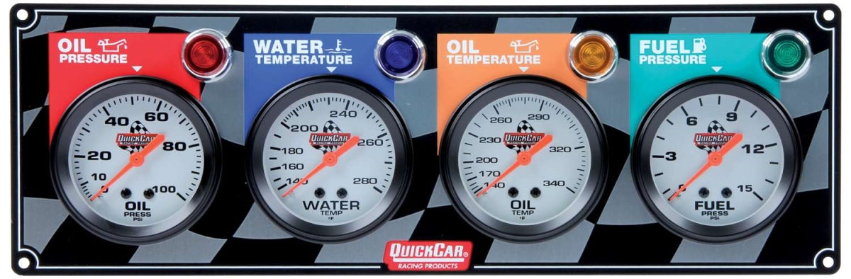 Quickcar Racing Products QRP61-6021 4 Gauge Panel - OP-WT-OT-FP