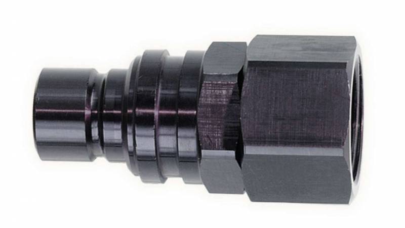 JiffyTite 32308 3000 Series QuickConnect  8 AN Female Plug Fitting  Valved  Fluorocarbon Seal  Stealth Black Finish