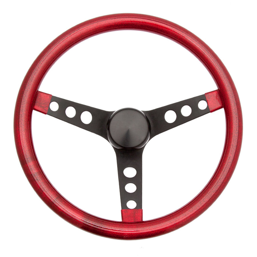 Grant 8455 13.5 in. Metal Flake Steering Wheel  Black 3-Spoke - Red