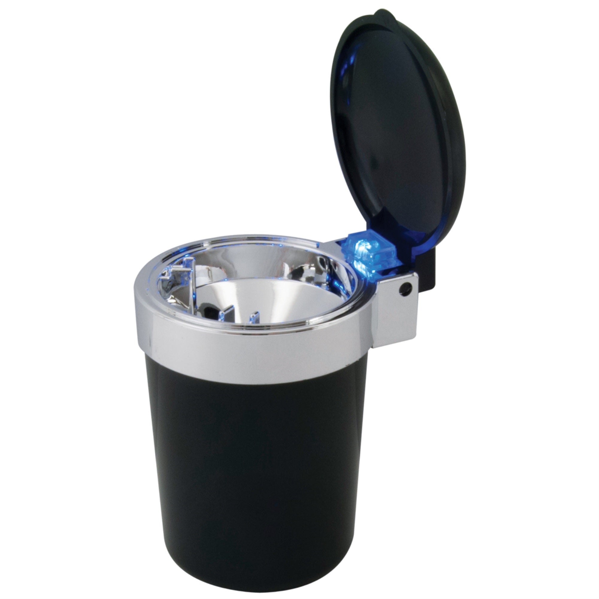 Roadpro Rpve-649La Self-Extinguishing Portable Ashtray With Blue Led Light Cupholder Ashtray For Car Or Truck Illuminated-Black