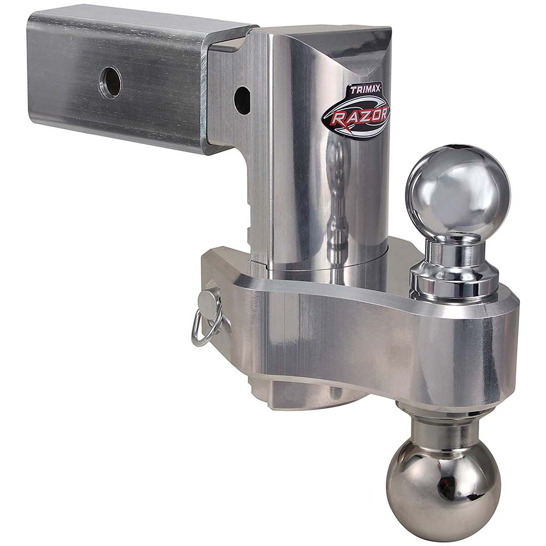 Trimax 6'' Aluminum Adjustable Hitch With Dual Hitch Ball And Receiver Adjustment Pin