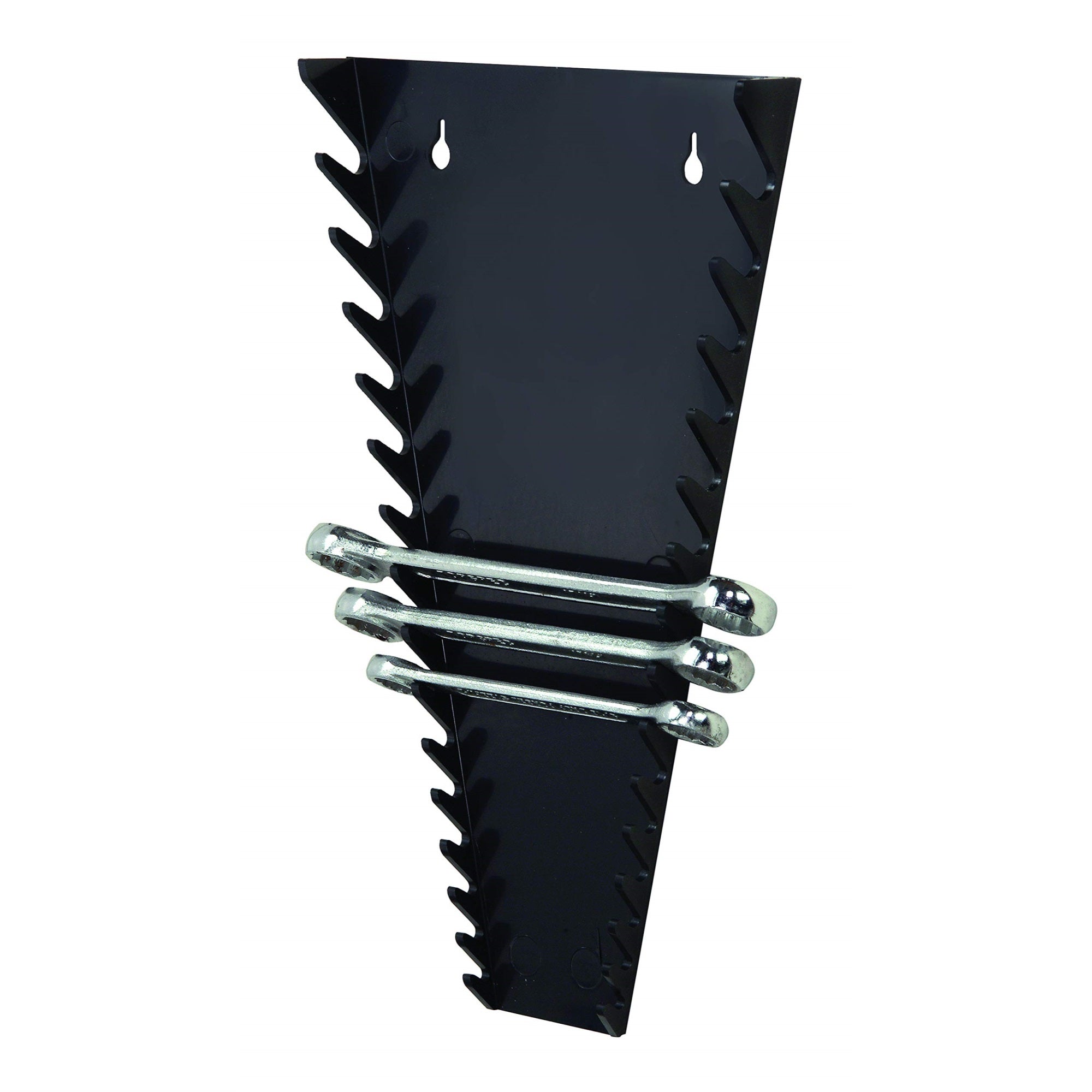 Wrench Holder, 1L x 7-1/8W x 11-5/8H, holds up to 15 wrenches of different sizes, made of high impact polysteryne, black, Madde 