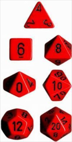 Chessex Manufacturing 25414 Opaque Red With Black Polyhedral Dice Set Of 7