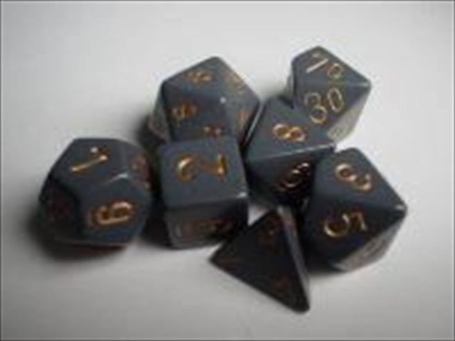 Chessex Manufacturing 25420 Opaque Dark Grey With Copper Polyhedral Dice Set Of 7