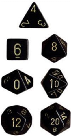Chessex Manufacturing 25428 Opaque Black With Gold Polyhedral Dice Set Of 7