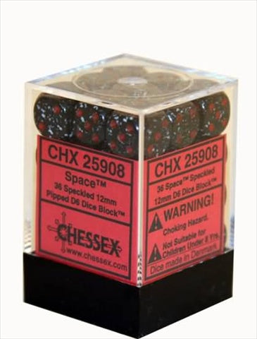 Chessex Manufacturing 25908 Space Speckled - 6 Sided 12 Mm Dice Set Of 36