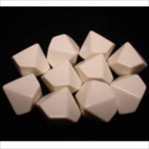 Chessex Manufacturing 29034 Opaque Blank White D10 Bag Set Of 10