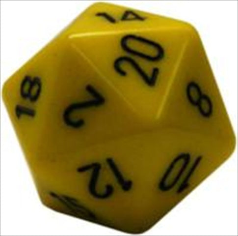Chessex Manufacturing Xq2002 Opaque Single Jumbo 34 Mm D20 Dice Yellow With Black