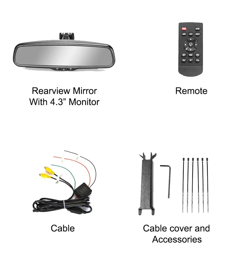 Master Tailgaters 10.5" Rear View Mirror with 4.3" LCD Screen + Dimming + Adjustable Guide Lines + Compass & Temperature