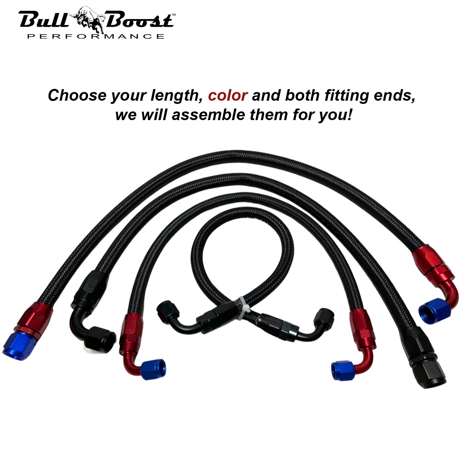 Black Fuel Hose Oil Fuel Gas Line AN6-AN8-AN10 Nylon Braided / BUILD YOUR OWN