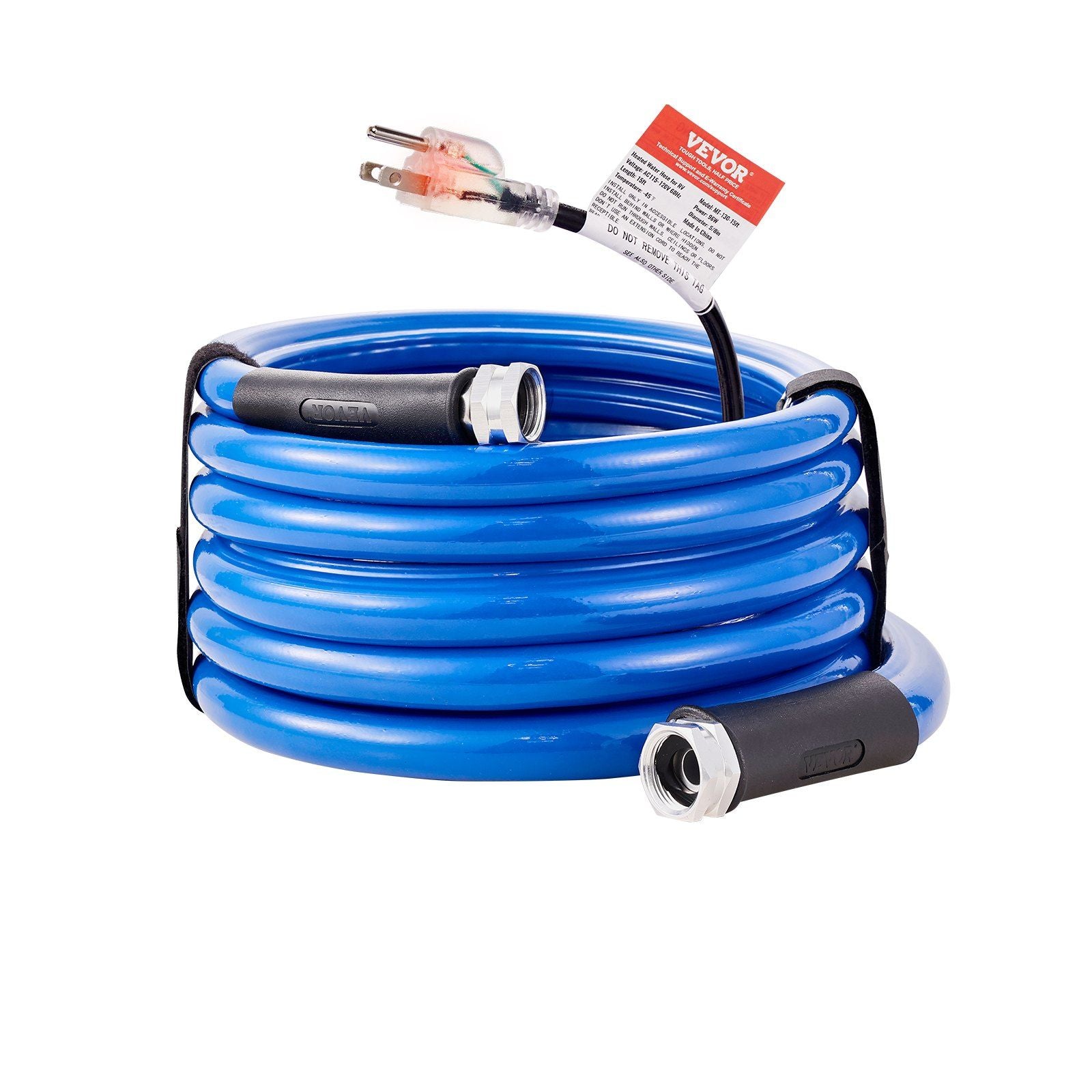 VEVOR 15ft Heated Water Hose for RV, Heated Drinking Water Hose Antifreeze to -45F, Automatic Self-regulating, 5/8 I.D. with 3/4