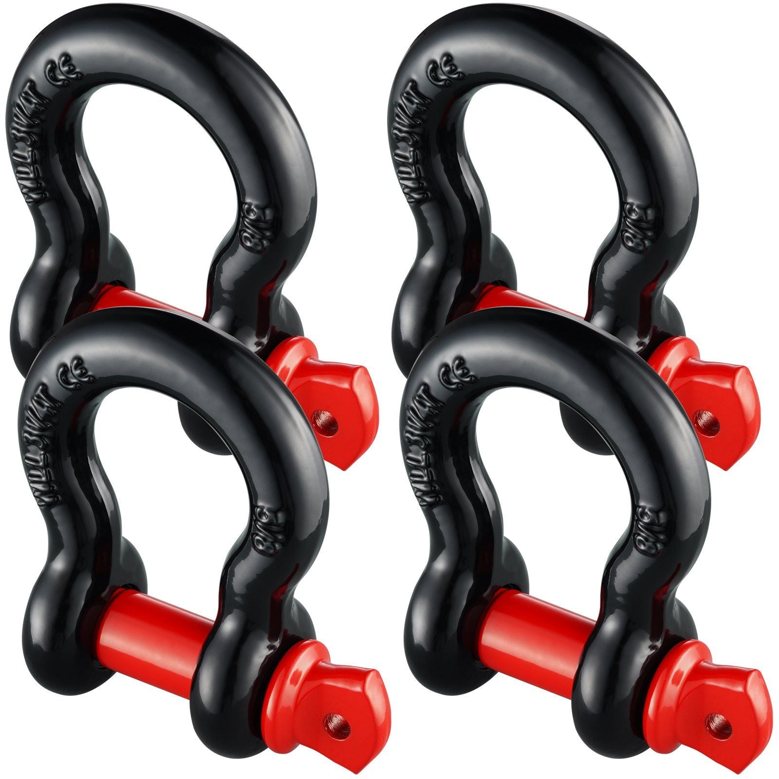 VEVOR 5/8 D-Ring Shackle, 4 Pack Alloy Steel Shackles 28660 lbs (13 Ton) Break Strength with 3/4 Screw Pin, Heavy Duty Off Road 