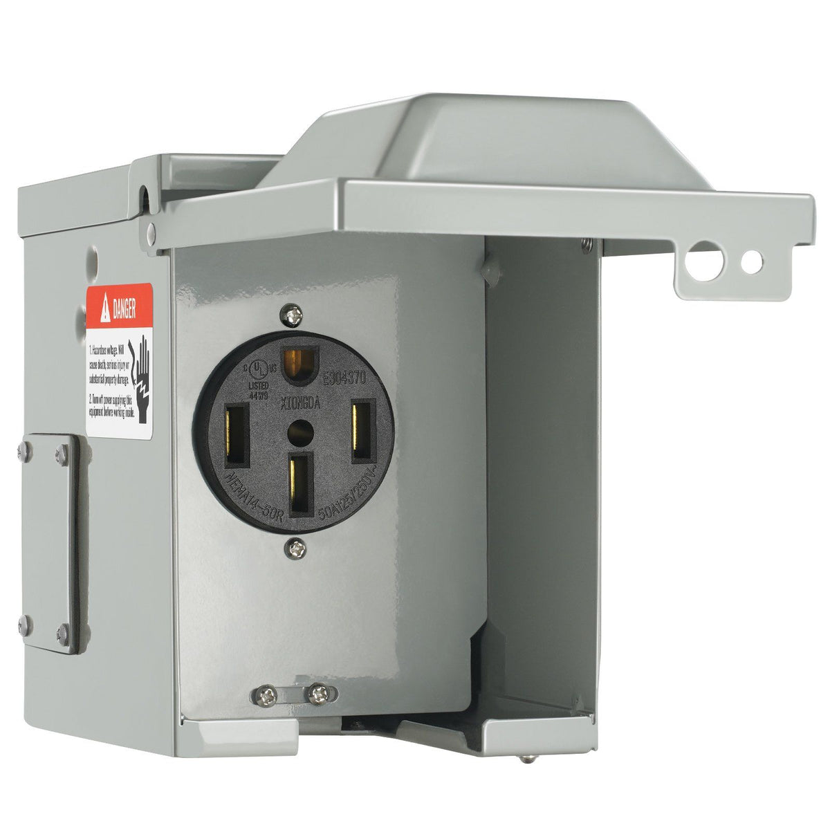 VEVOR 50 Amp RV Power Outlet Box, 125/250 Volt, Enclosed Lockable Outdoor RV Receptacle Box, NEMA 14-50R Weatherproof Electrical