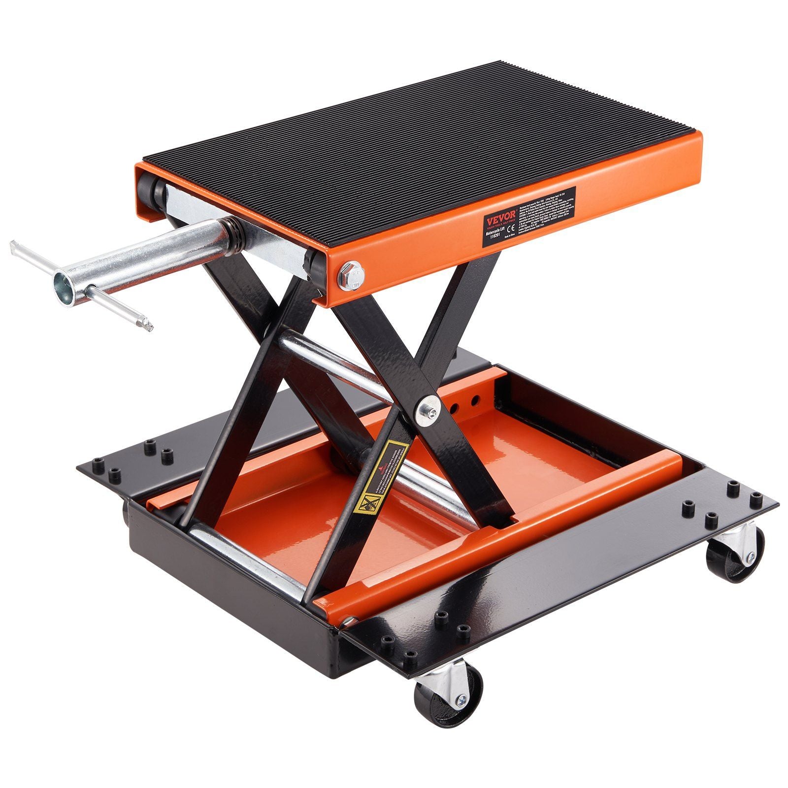 VEVOR Motorcycle Lift, 1100 LBS Motorcycle Lift ATV Scissor Lift Jack with Dolly & Hand Crank, Center Hoist Crank Stand with Wid