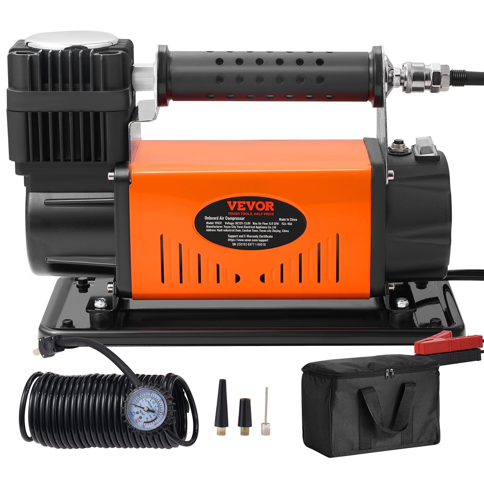 VEVOR 12V Air Compressor Heavy Duty 150PSI Offroad Air Compressor Portable Truck Tire Inflator Air Pump for Jeep SUV 4x4 Vehicle