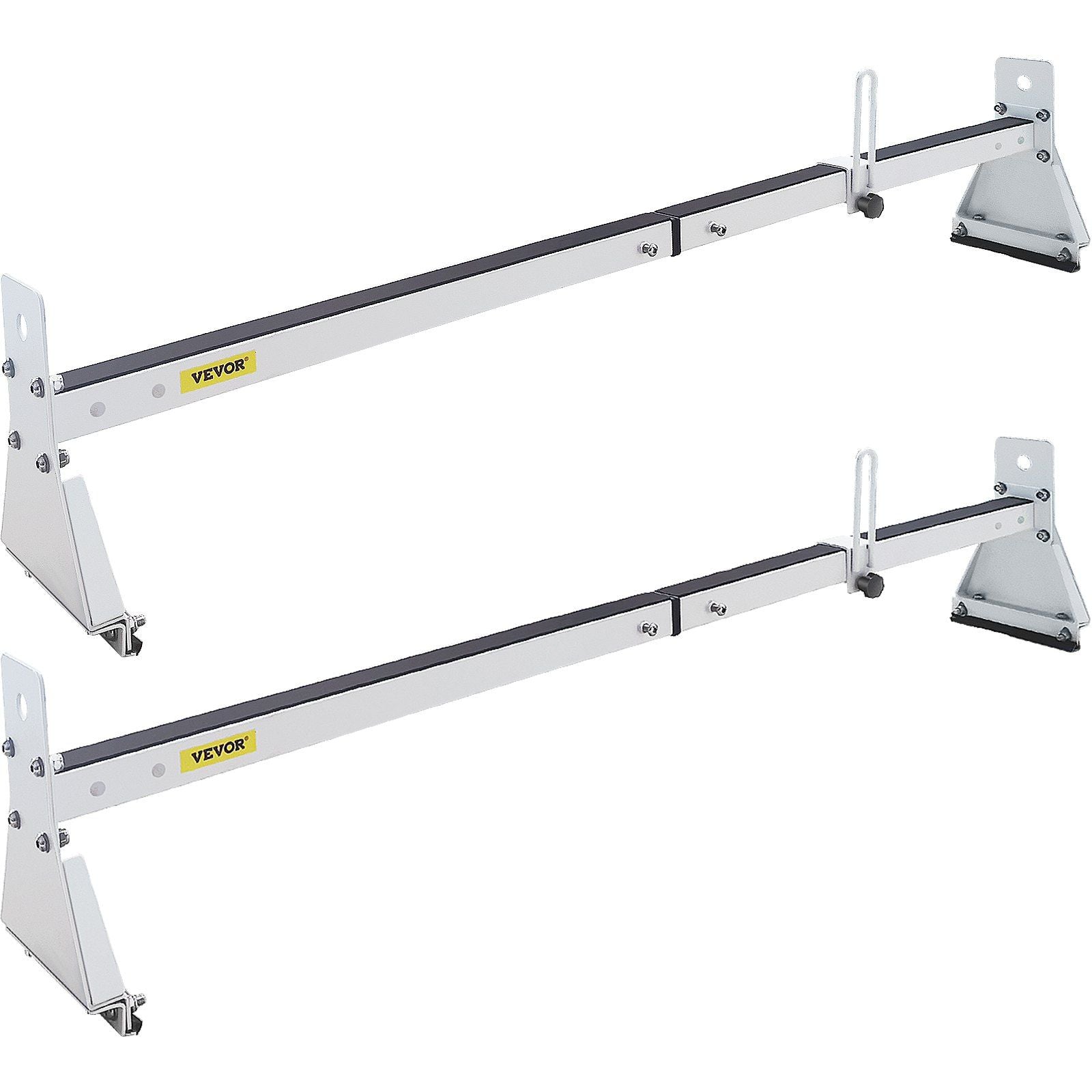 VEVOR Van Roof Ladder Rack, 2 Bars, 331 LBS Capacity, 52''-63.8'' Adjustable Steel Roof Rack Cross Bar with Ladder Stoppers, Fit