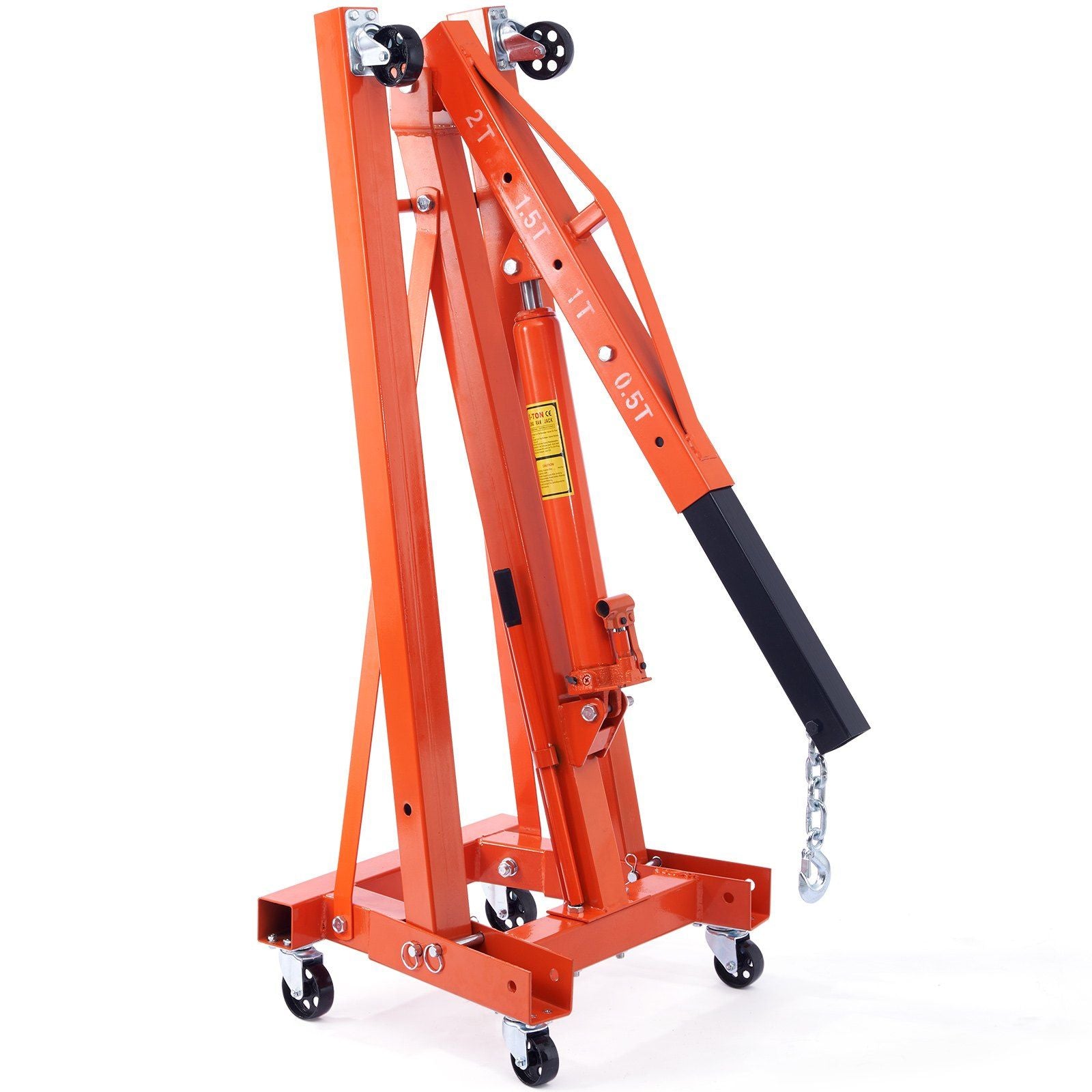VEVOR Hydraulic Engine Hoist with Lever, 2 Ton/4400 LBS Heavy-duty Cherry Picker Shop Crane, Foldable Engine Crane and Engine Ho