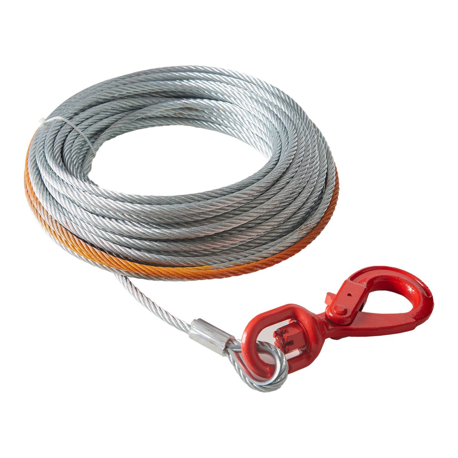 VEVOR Galvanized Steel Winch Cable, 3/8 Inch x 75 Feet 15,200 lbs Breaking Strength, Wire Winch Rope with Swivel Hook, Towing Ca