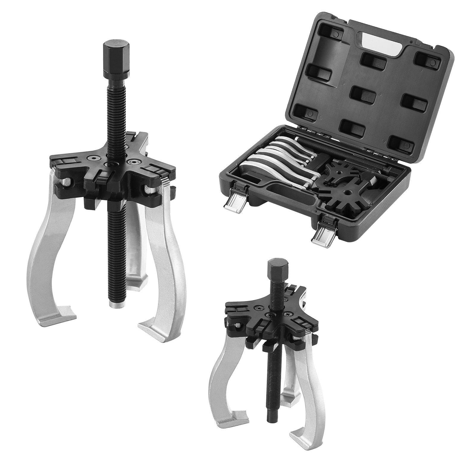 VEVOR Gear Puller Set, 3 and 7 Puller Kit, 3 Jaw Gear Bearing Flywheel Pulley Removal Tool, 2 or 3 Reversible Jaws Wheel Puller,