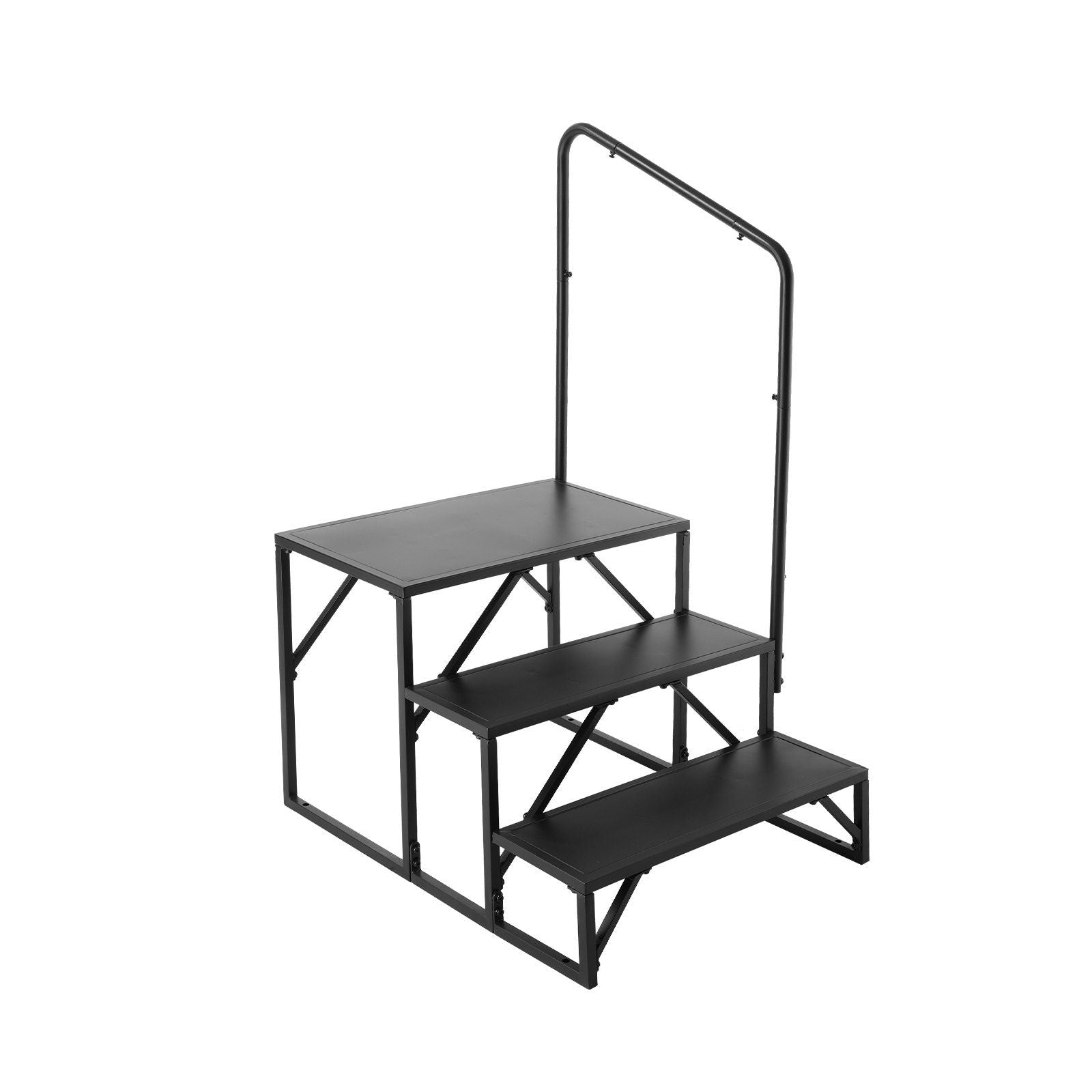 VEVOR RV Steps, 3-Step RV Stairs, 440 LBS Load Capacity, Thickened Carbon Steel, With Handrail, Non-Slip Steps for Safe Entry an