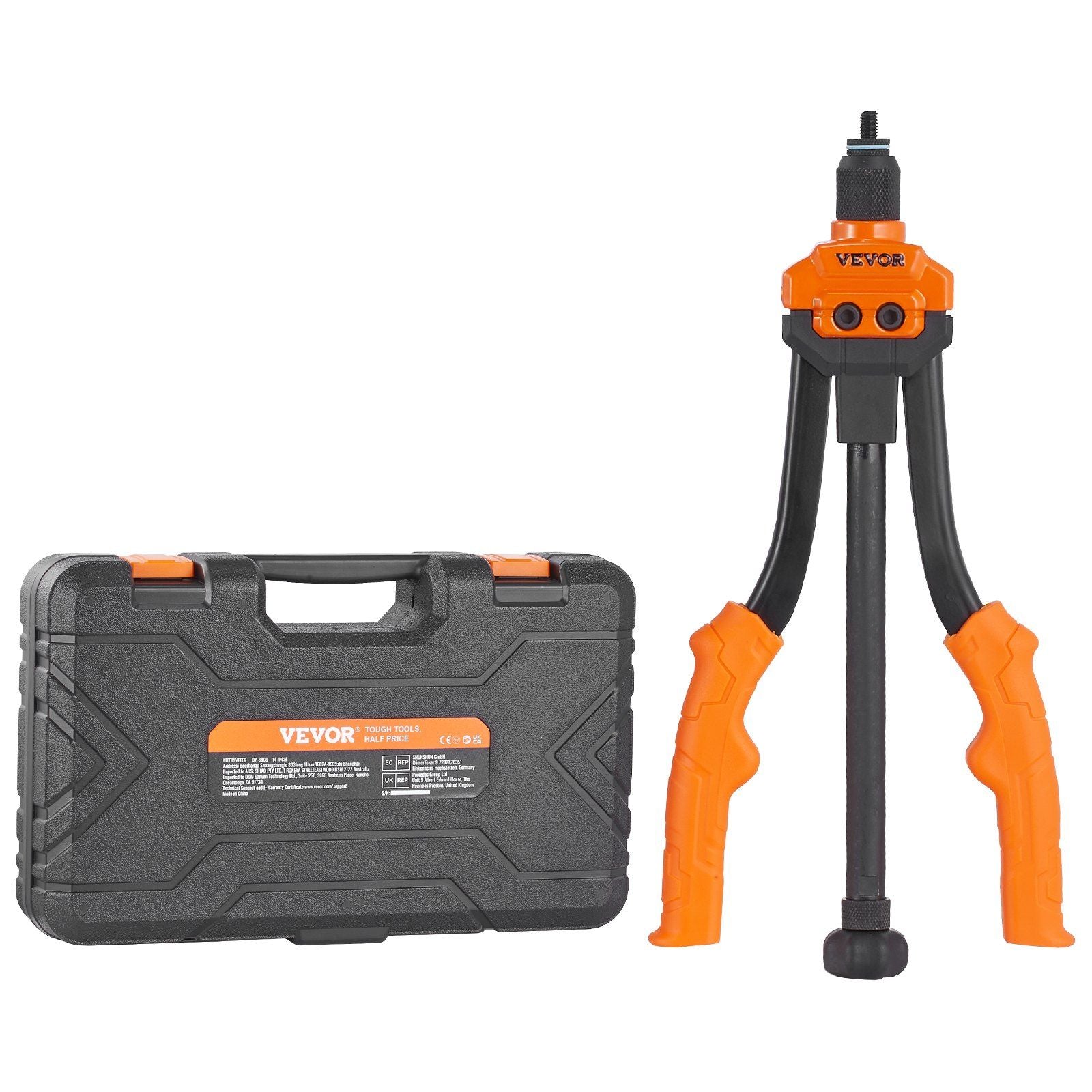 VEVOR Rivet Nut Tool, 14' Rivnut Tool Kit with 7 PCS Metric and SAE Mandrels, 70 PCS Assorted Rivet Nuts, 10-24, 1/4-20, M6, 5/1