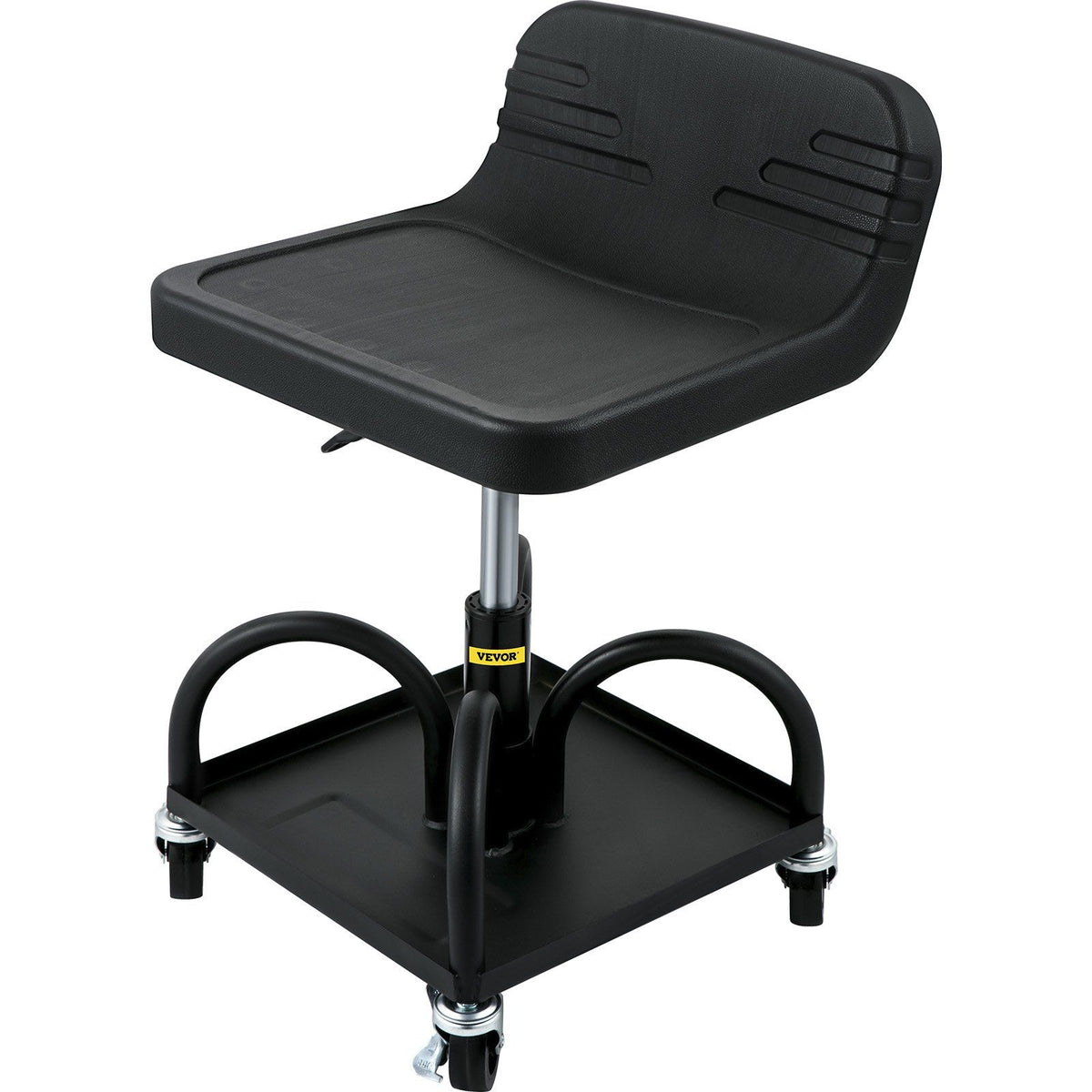 Vevor Rolling Garage Stool, 300Lbs Capacity, Adjustable Height From 15.7 In To 20.5 In, Mechanic Seat With 360-Degree Swivel Whe