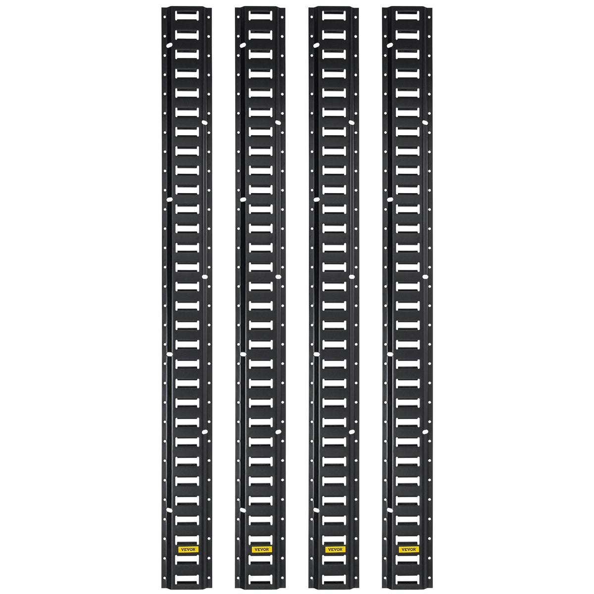 VEVOR E-Track Tie-Down Rail, 4PCS 8-FT Steel Rails w/Standard 1''x2.5'' Slots, Compatible with O and D Rings & Tie-Offs and Ratc