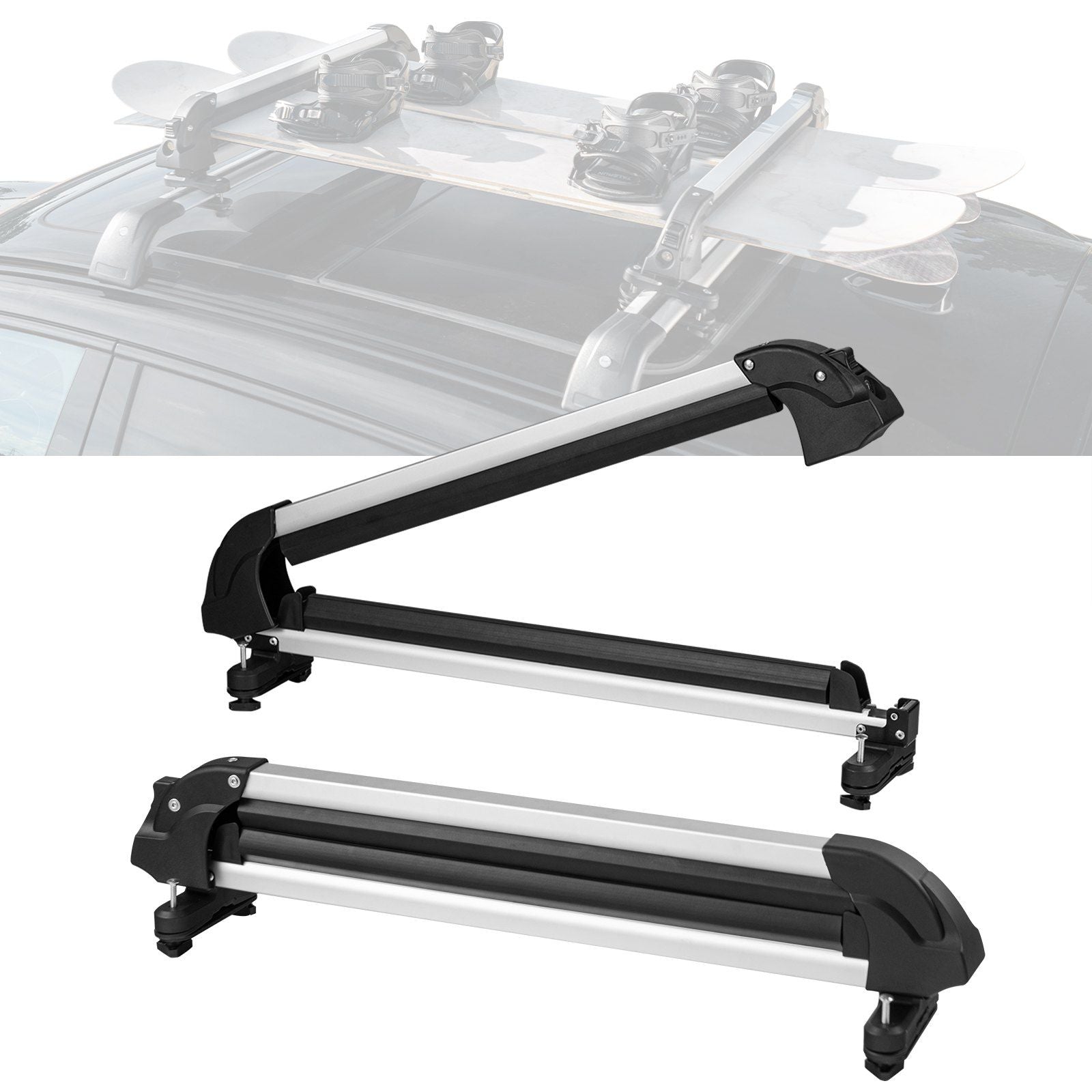 VEVOR Ski Snowboard Roof Rack 31.7'' Universal Ski Rack for Car Roof with Lock