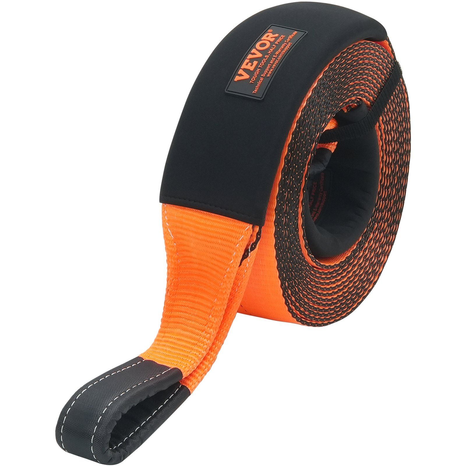 VEVOR Recovery Tow Strap 4'' x 30', 46,500 lbs Break Strength, Triple Reinforced Loop Straps, Tree Saver, Off Road Towing and Re