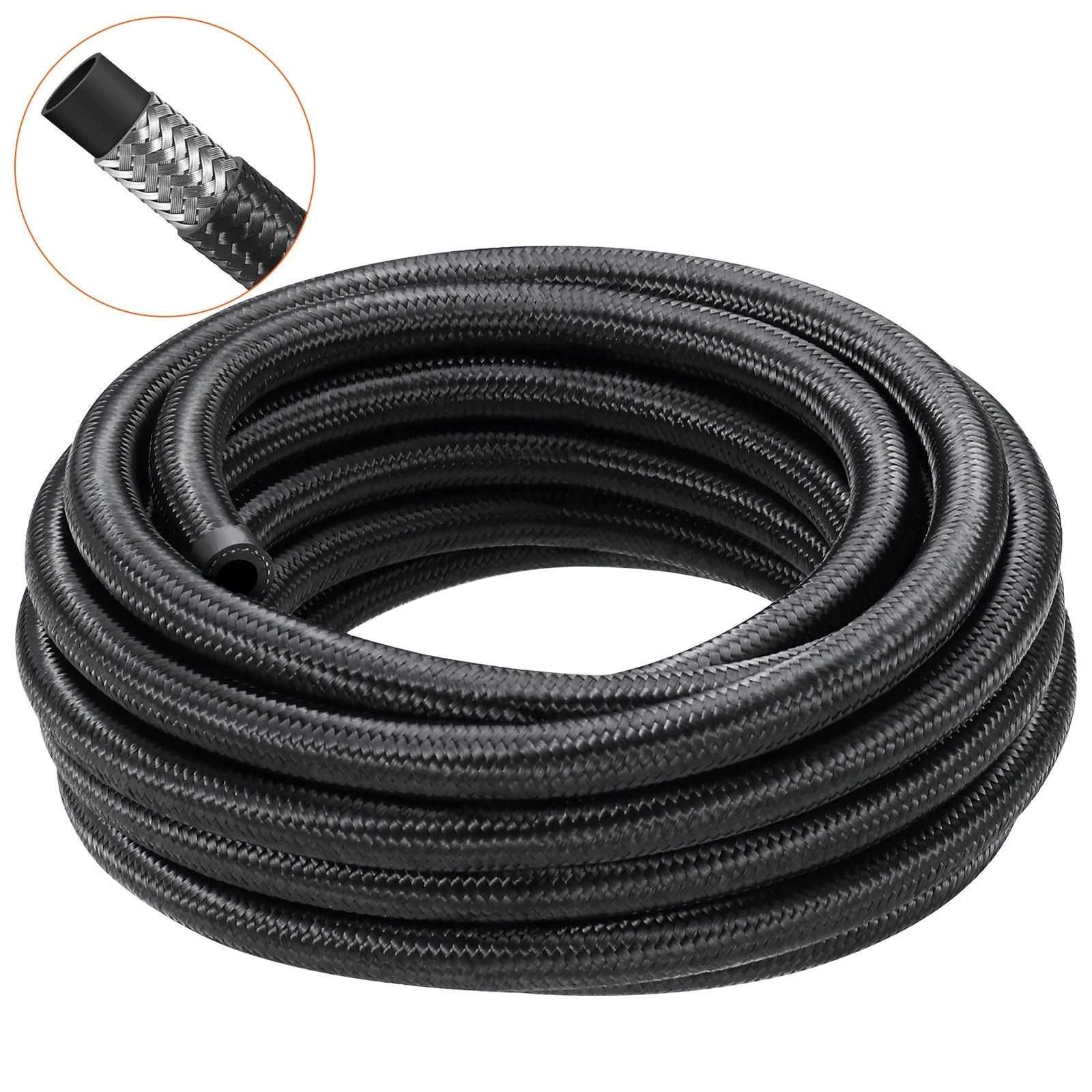 VEVOR 8AN Fuel Line Kit, 20 FT Fuel Hose Kit, 0.43'' Nylon Stainless Steel Braided Fuel Line Oil/Gas/Diesel Hose End Fitting Kit