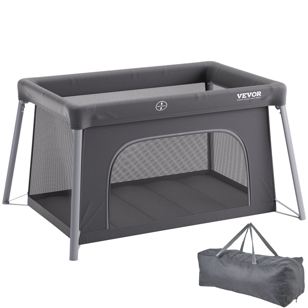 Vevor Baby Travel Crib Play Yard Folding Baby Toddler Playpen With Zipper Gate