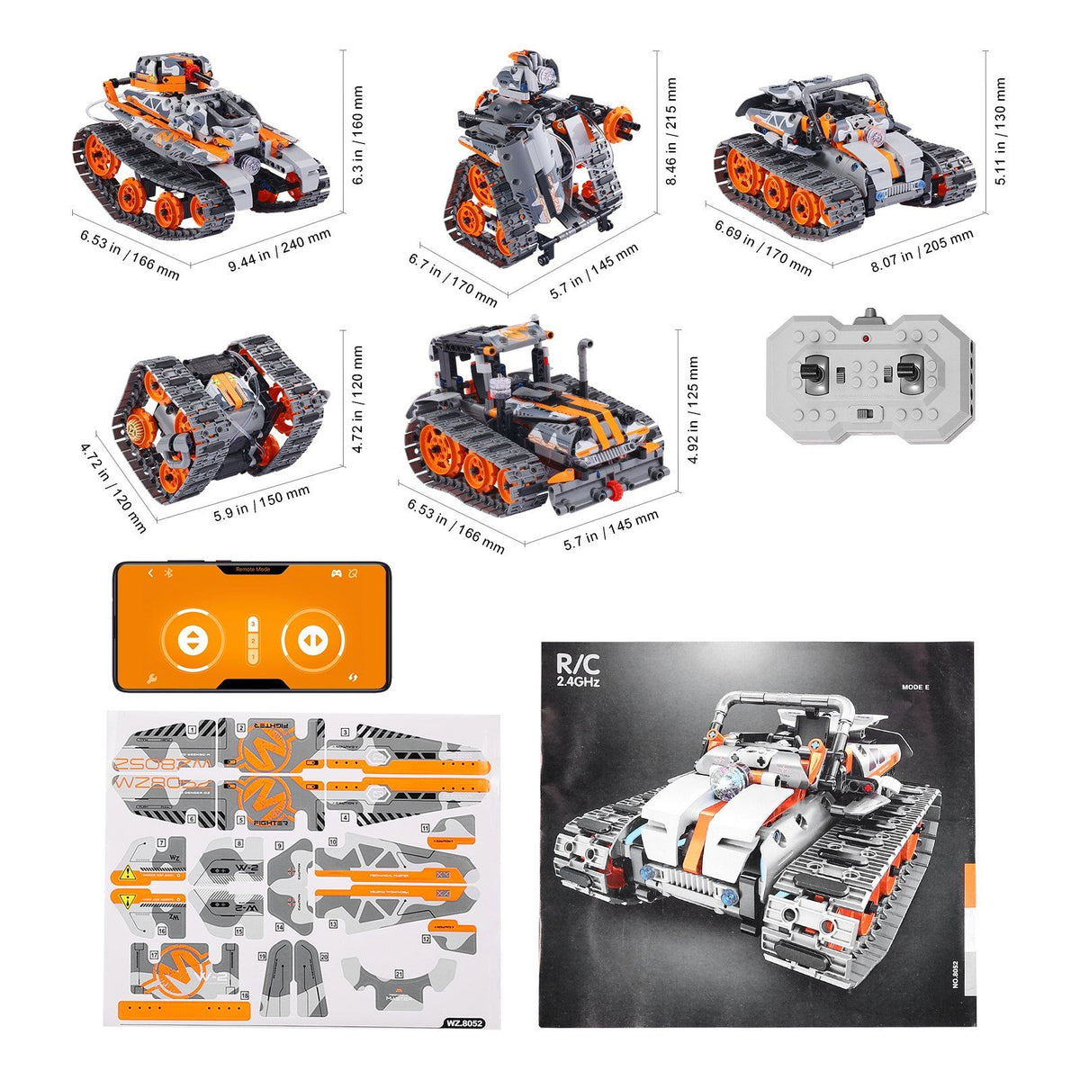 Vevor Stem Building Toys For Kids 5 In 1 App & Remote Control Car/Robot 554 Pcs