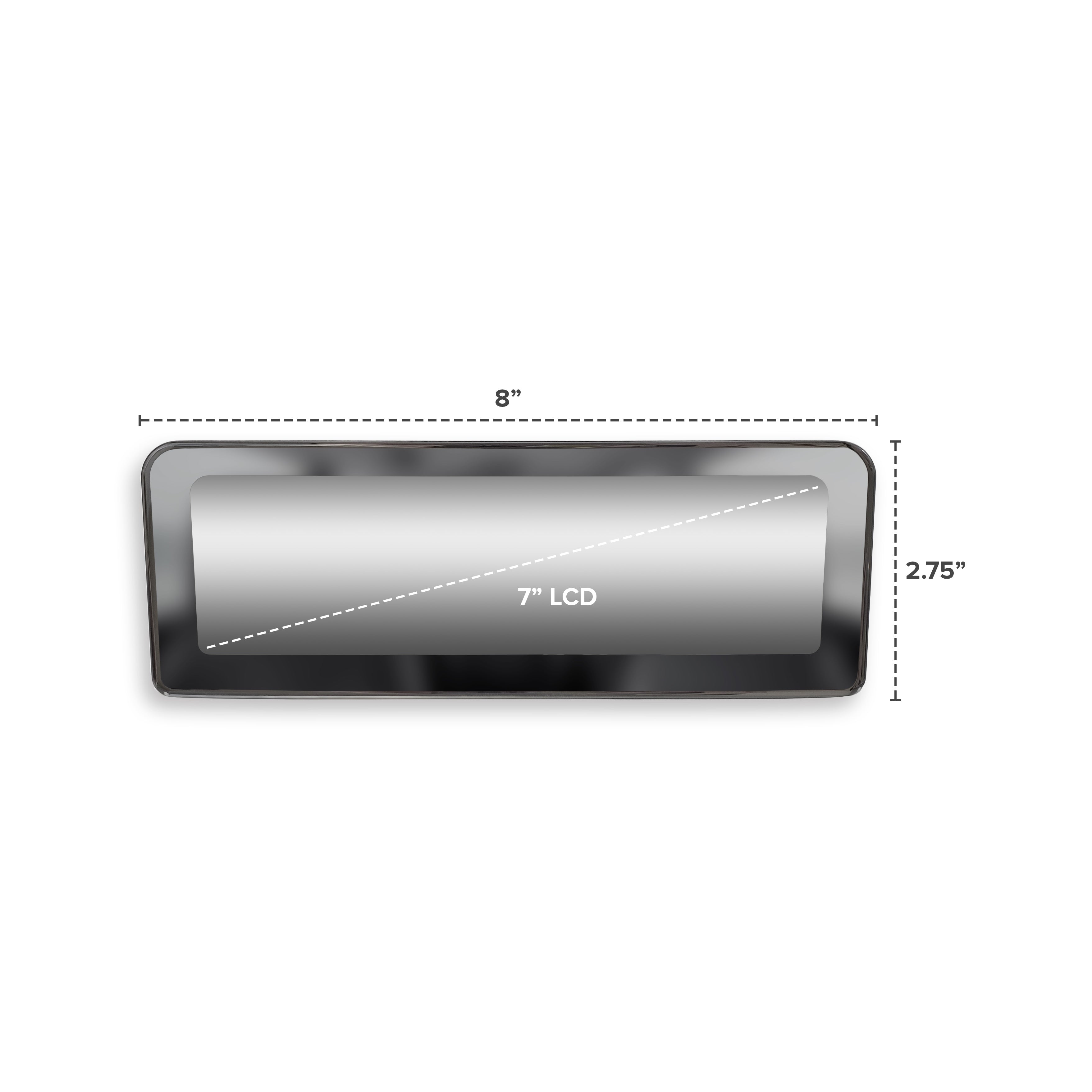 Master Tailgaters 8" Frameless Rear View Mirror with 7" LCD Screen | Rearview Universal Fit Mount | 4 Video Inputs | Auto Adjusting Brightness LCD | Anti Glare | Full Original Mirror Replacement