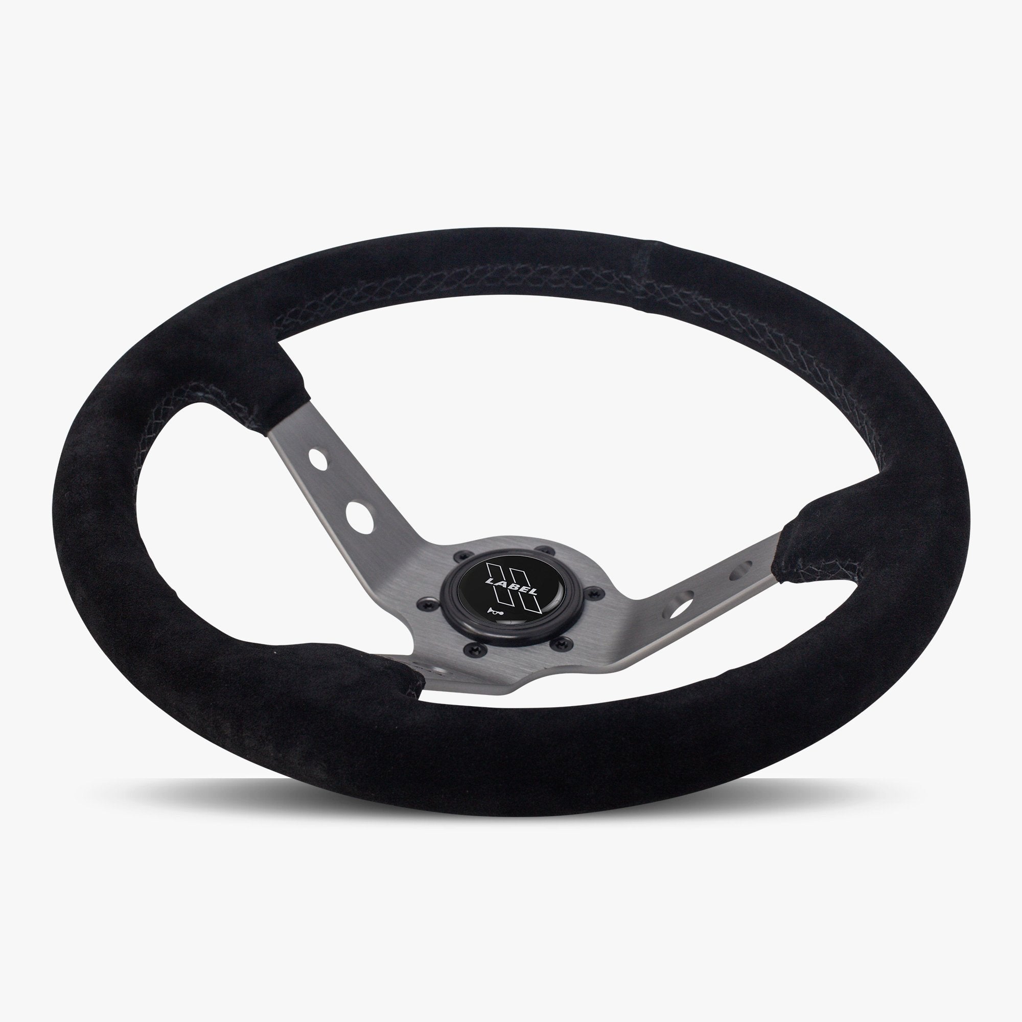 The Daytona | Black Alcantara Suede | Graphite Spoke | Black Stitch