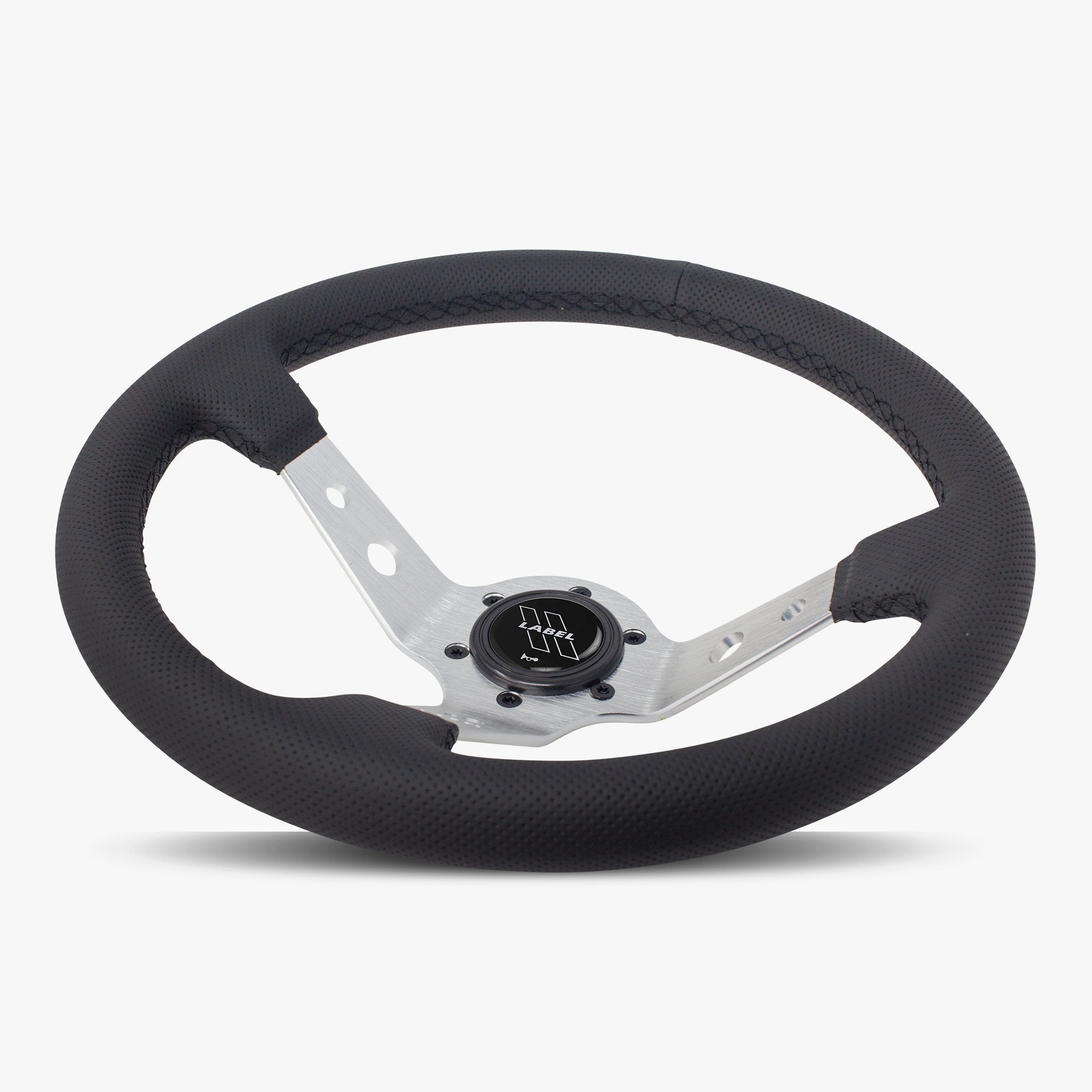 The Daytona | Black Perforated Leather | Silver Spoke | Black Stitch