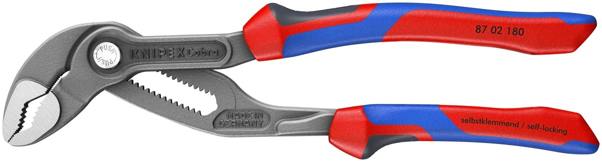 KNIPEX 87 02 180 Cobra 7 1/4" High-Tech Water Pump Pliers with KNIPEXTEND Comfort Grips