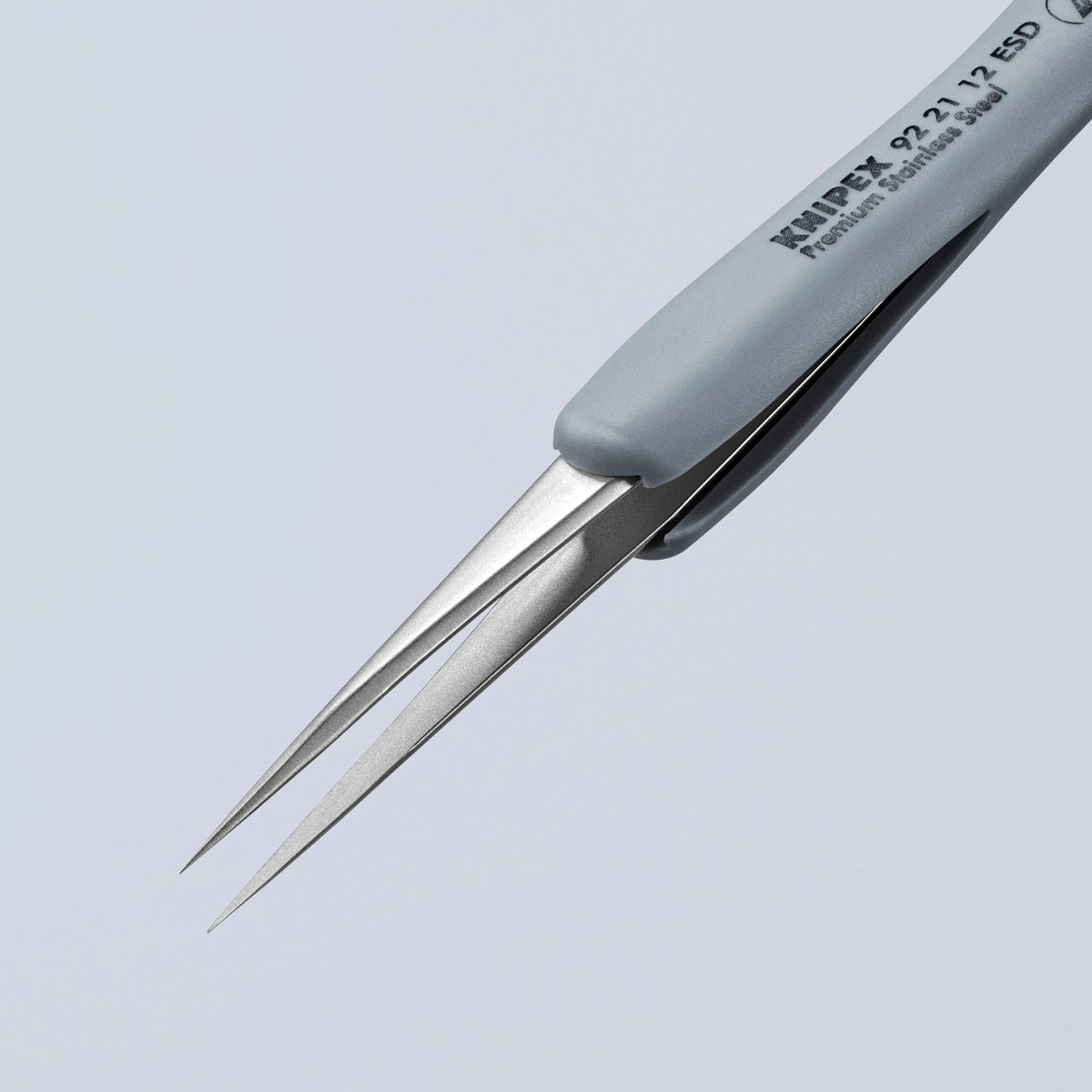 Knipex Stainless Needle Point Tips Precision Tweezers ESD 3 1/2" 92 21 12 ESD