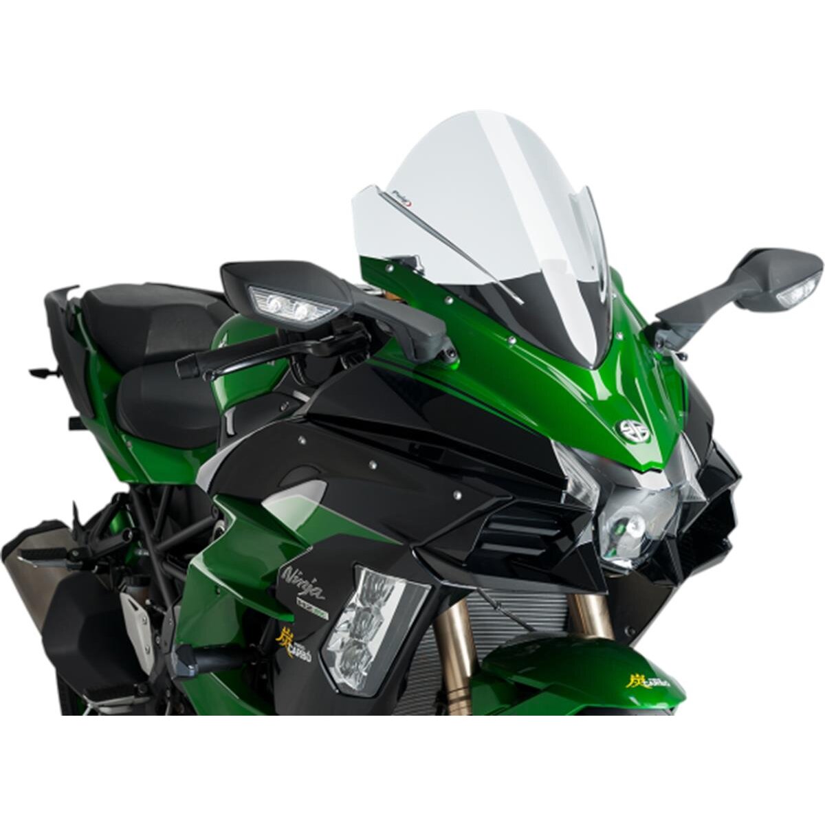 Clear Racing Windshield - 9704W for 2018 Kawasaki ZX1002A Ninja H2 SX and 2018 Kawasaki ZX1002B Ninja H2 SX SE Motorcycles