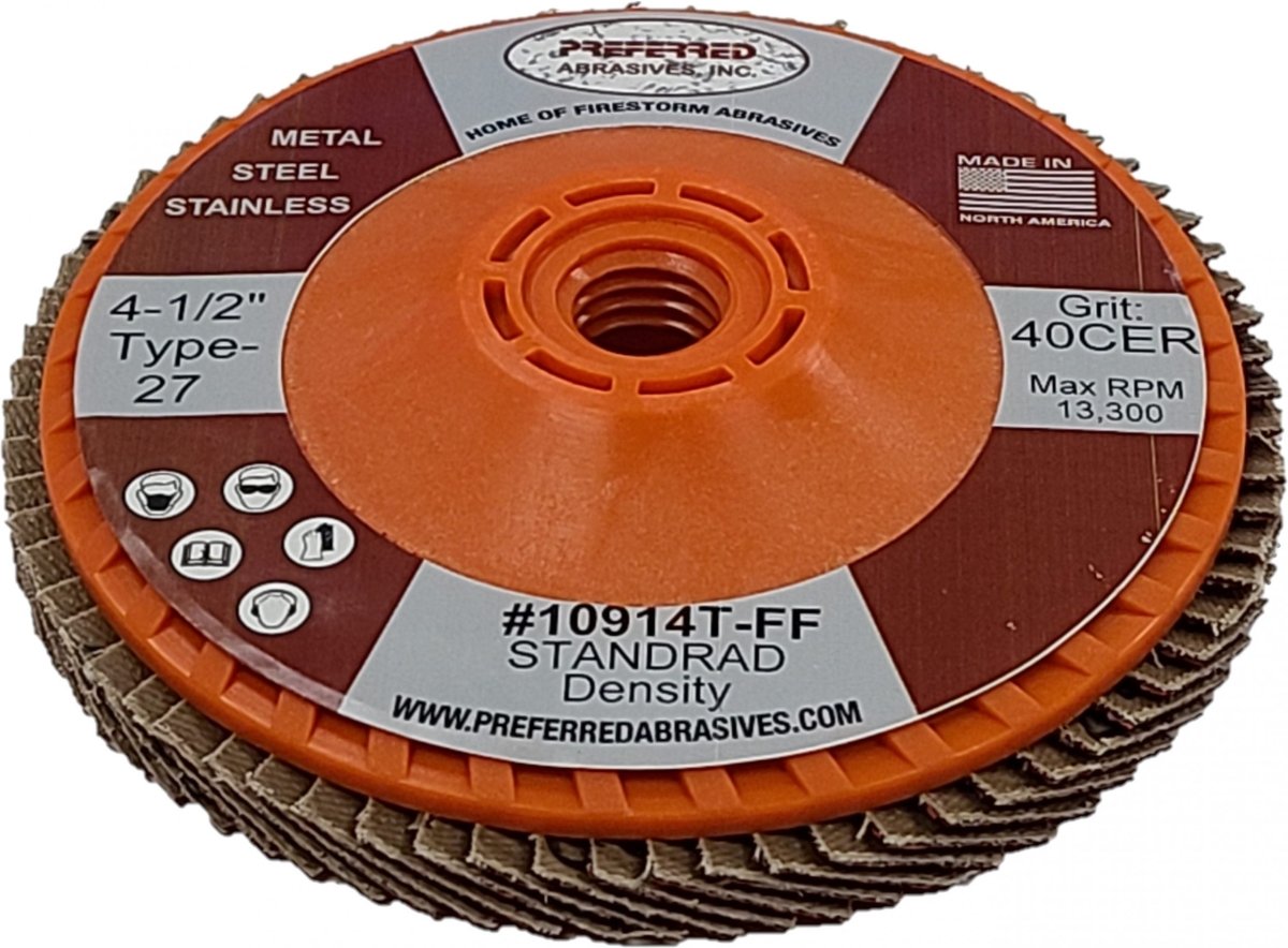 Preferred Abrasives Firestorm FasTrim® Hi-Density Trimmable Flap Discs 80 Ceramic Grit 10921T-FF