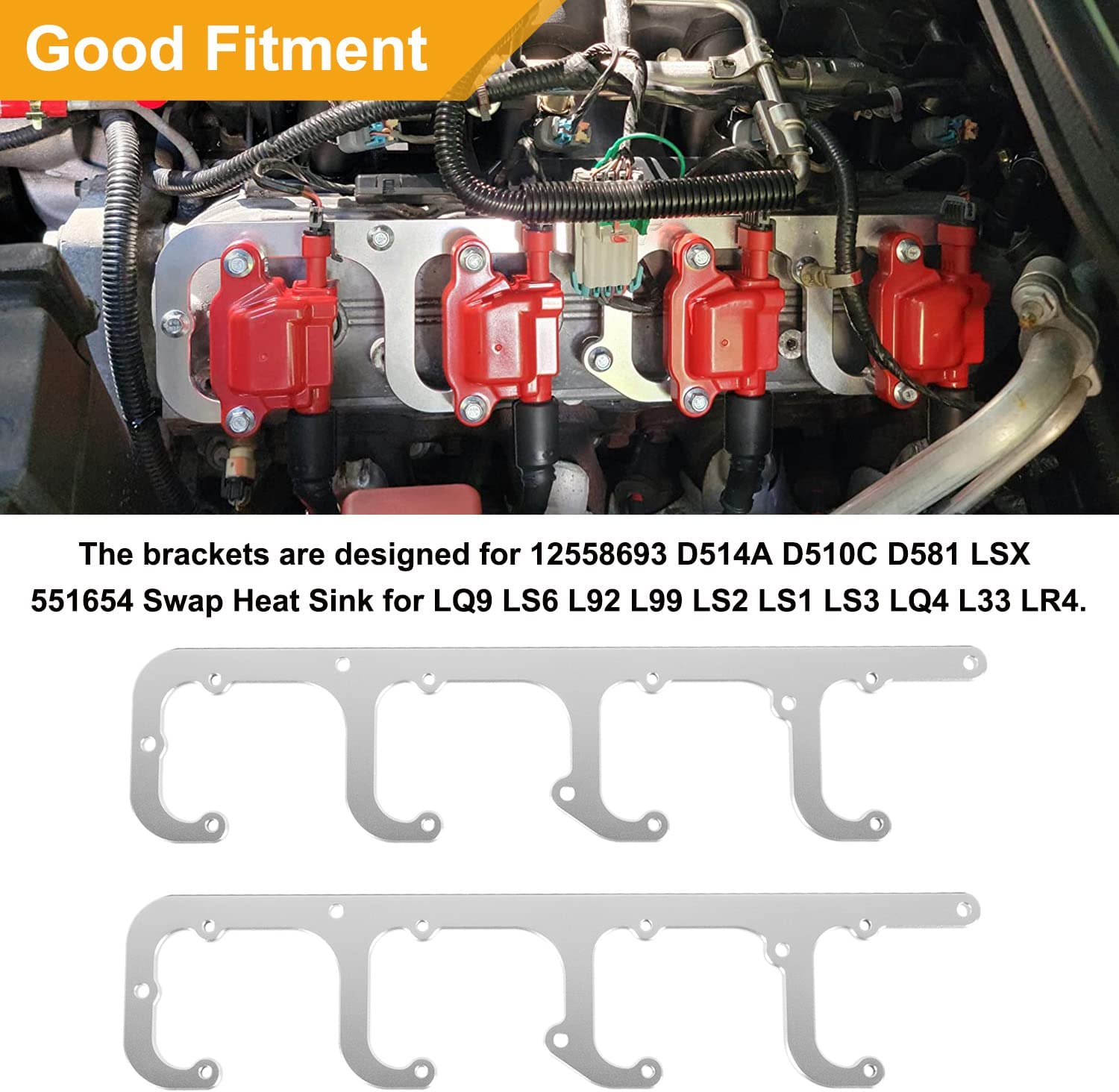 5.3L LS Square Coil Brackets Valve Cover For D581 D514A D510C 12558693 LSX Swap Truck LS1 LS3 LS2 LQ4 LQ9 LS6 L92 L99 L33 LR4
