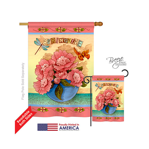 Breeze Decor 04084 Floral Springtime 2-Sided Vertical Impression House Flag - 28 x 40 in.
