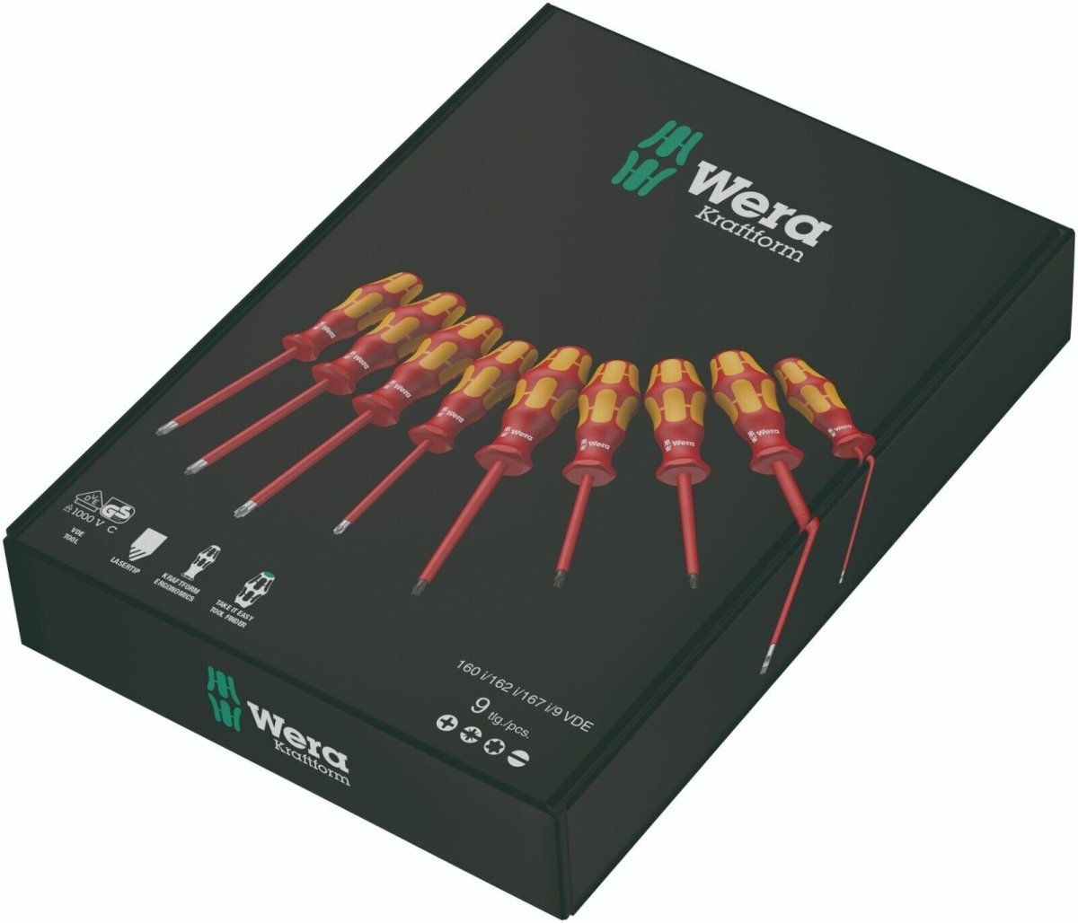 Wera 160 i/162 i/167 i/9 Kraftform VDE Insulated Screwdriver Set 05133355001