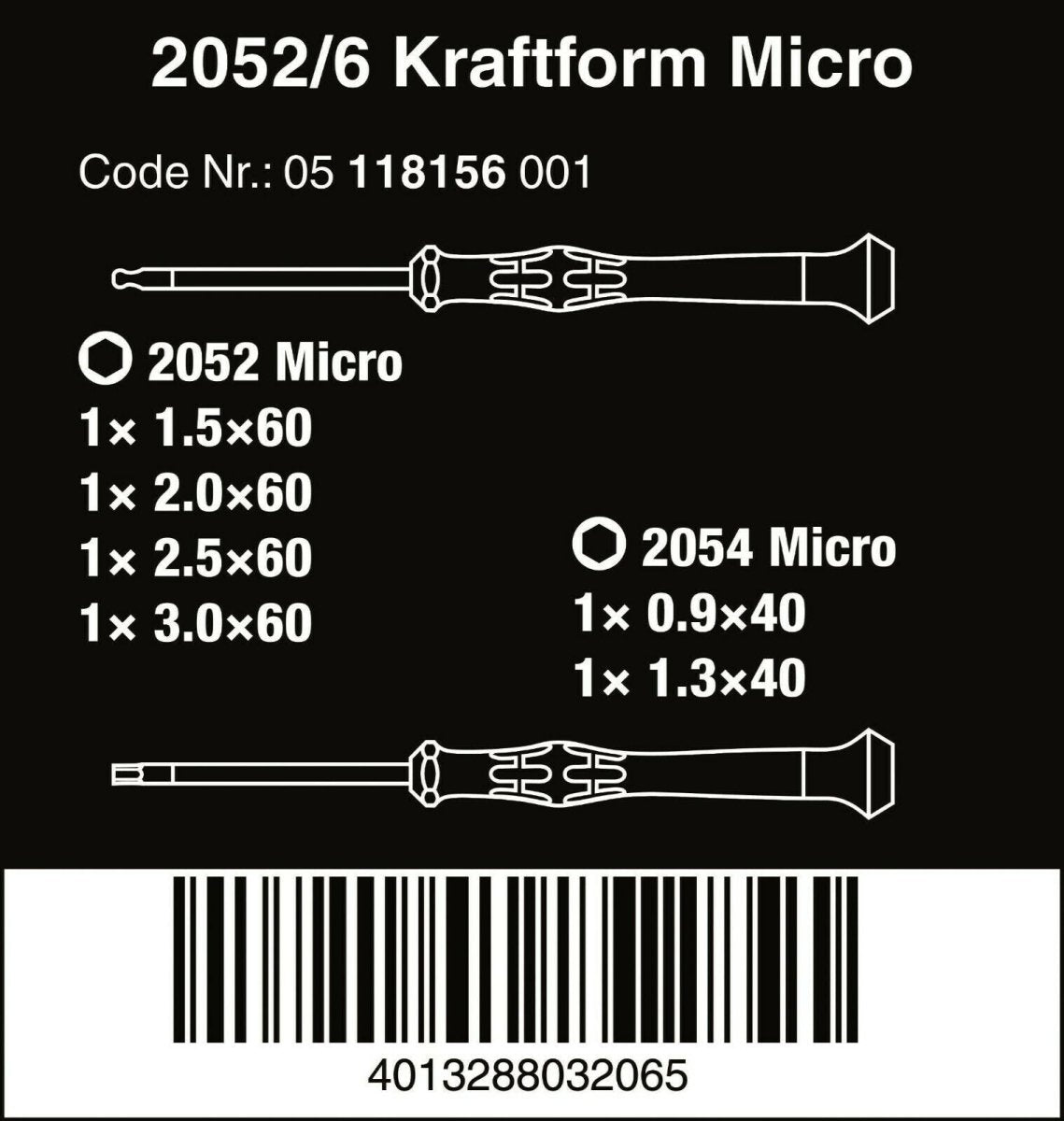 Wera 2052/6 Micro Precision Screwdriver Set With Rack 05118156001