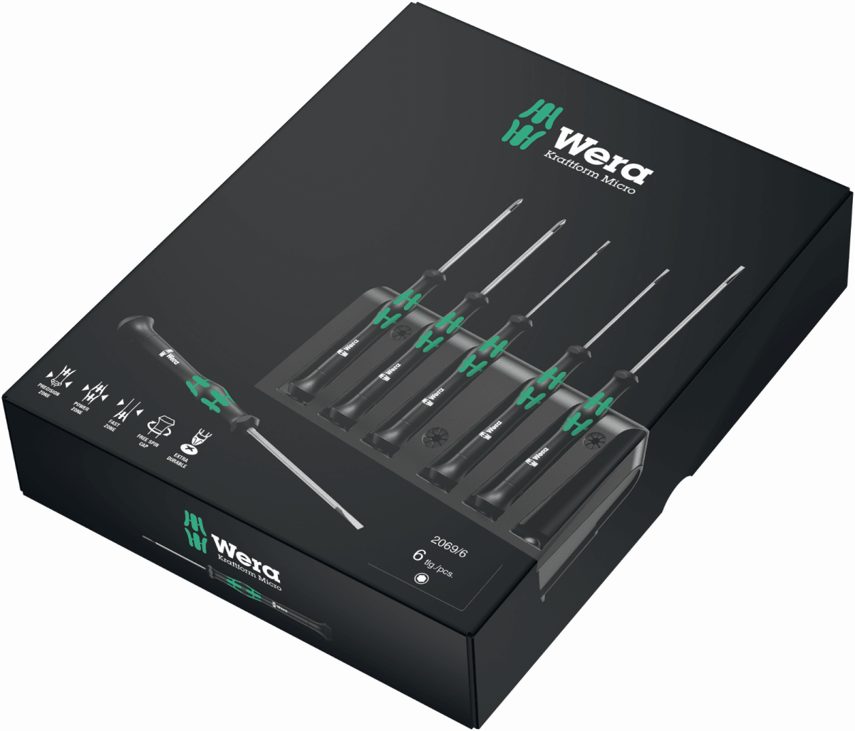 Wera 2069/6 Kraftform Micro Precision Nut Driver Set 6 Pieces 05118158001