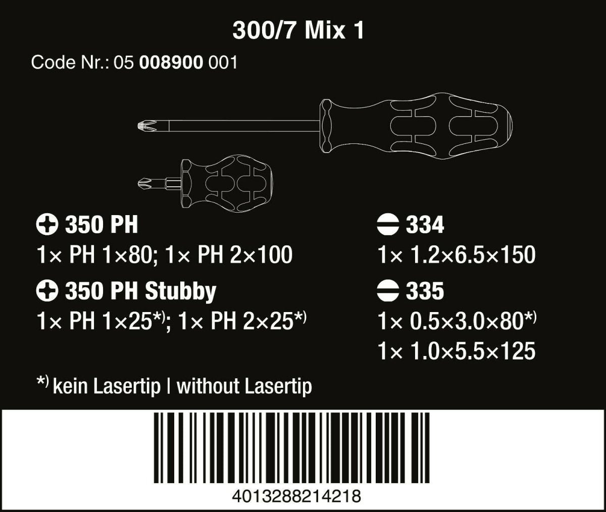 Wera 300/7 Mix 1 Kraftform Plus Screwdriver Set 7 Piece 05008900001