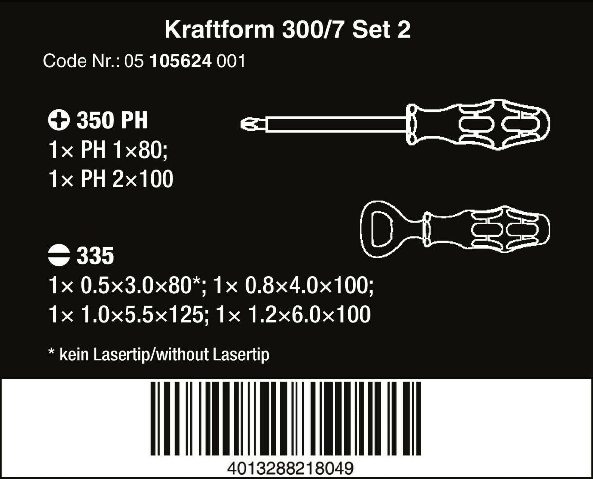 Wera 300/7 Set 2 Kraftform Plus Screwdriver Set 7 Piece 05105624001