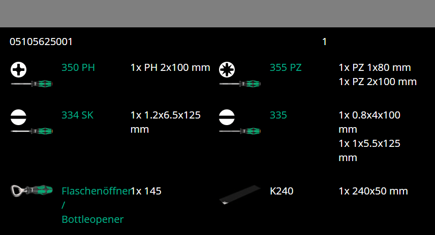 Wera 300/7 Set 3 Kraftform Plus Screwdriver Set 7 Piece 05105625001